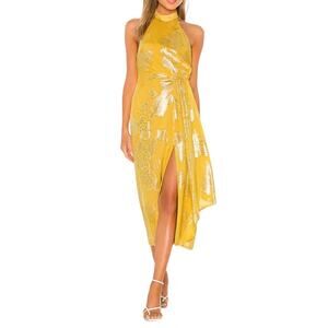 House of Harlow 1960 + REVOLVE Monika Halter Midi Dress in Mustard Gold Size XS